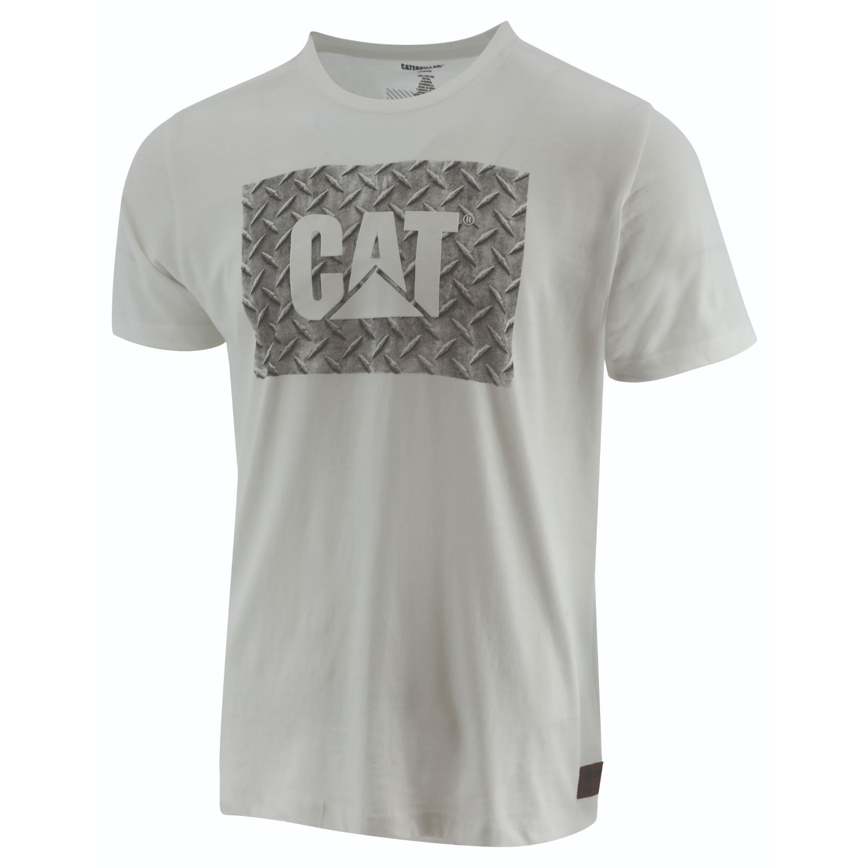 Caterpillar Clothing South Africa - Cat Men's Work Diamond Plate T-Shirts White RB7298304